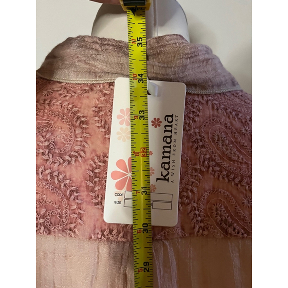 nwt womens coral pink blouse lacy design roll tab size med - Picture 3 of 16